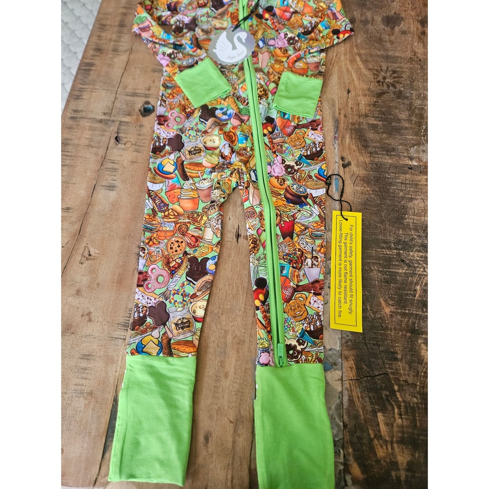 Sugar Swan Disney Parks Snacks Bamboo Viscose Zippy Sleeper Pajamas 2T NWT